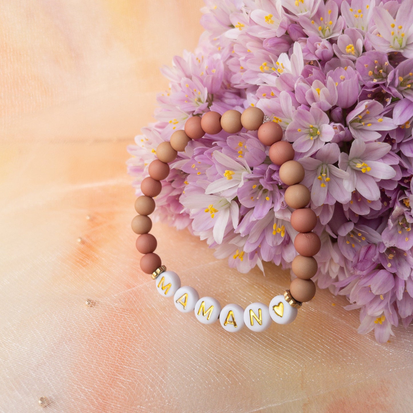 Bracelet personnalisé perle ronde mat