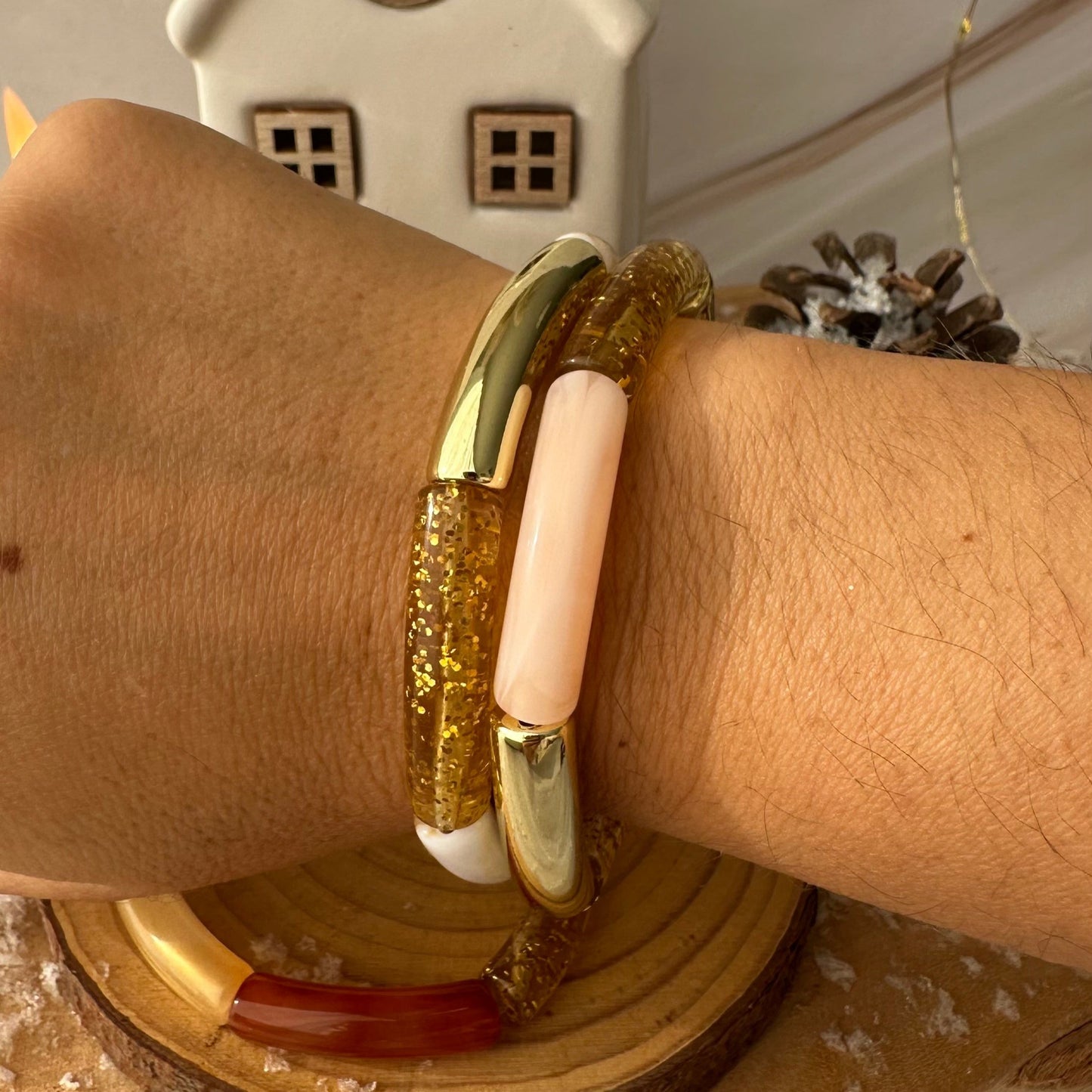 Bracelet perle nouille noel