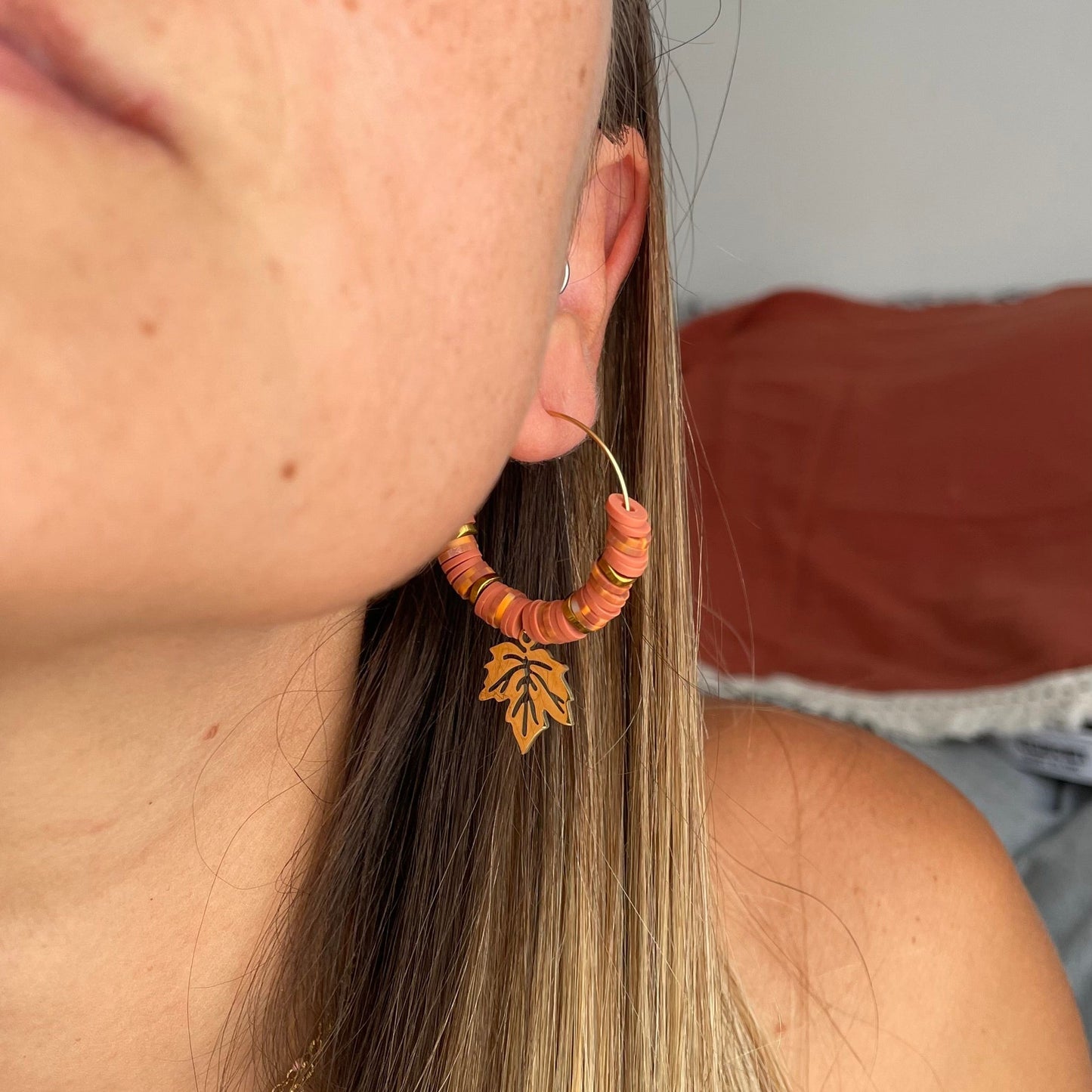 Boucles d'oreilles perles heishi Automne