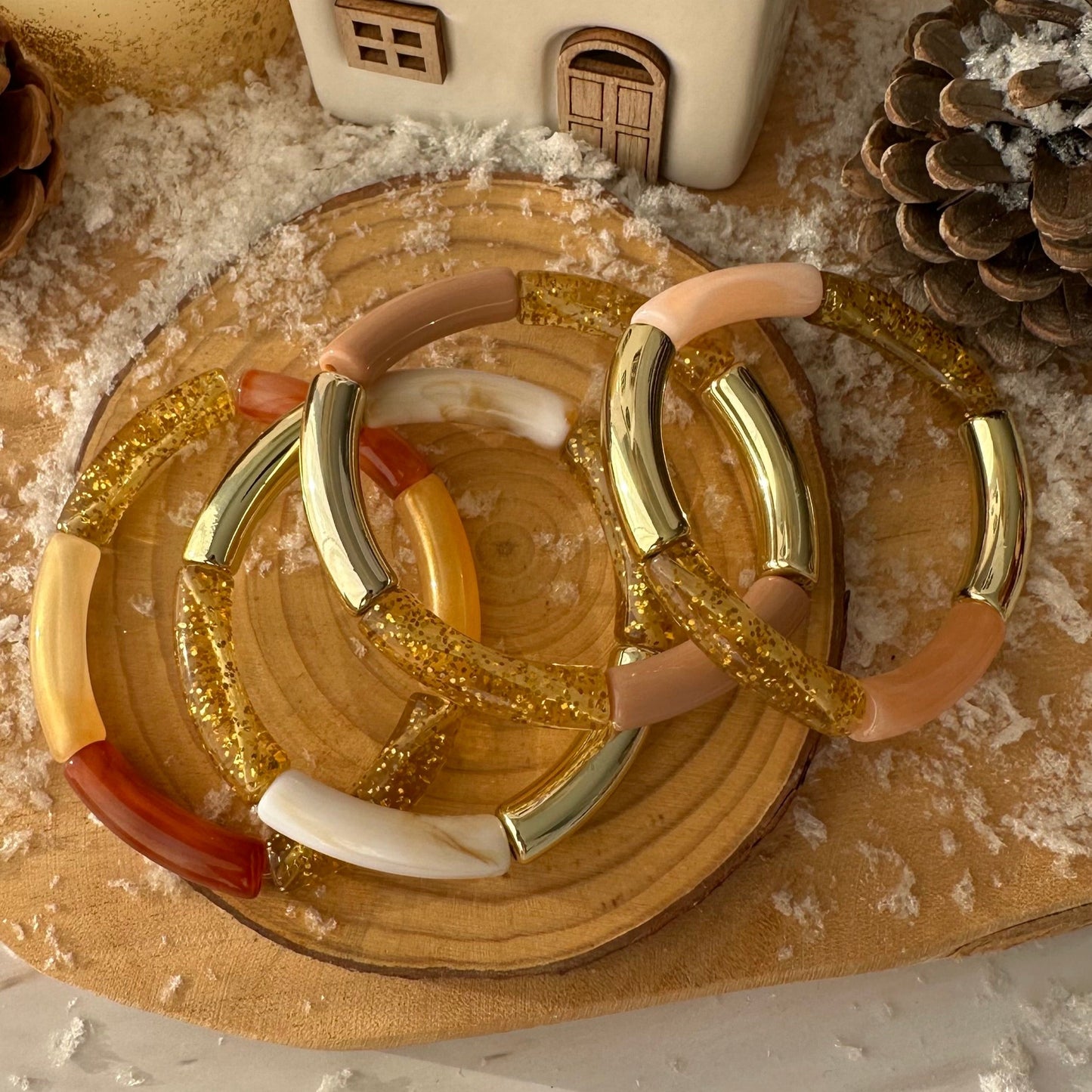 Bracelet perle nouille noel