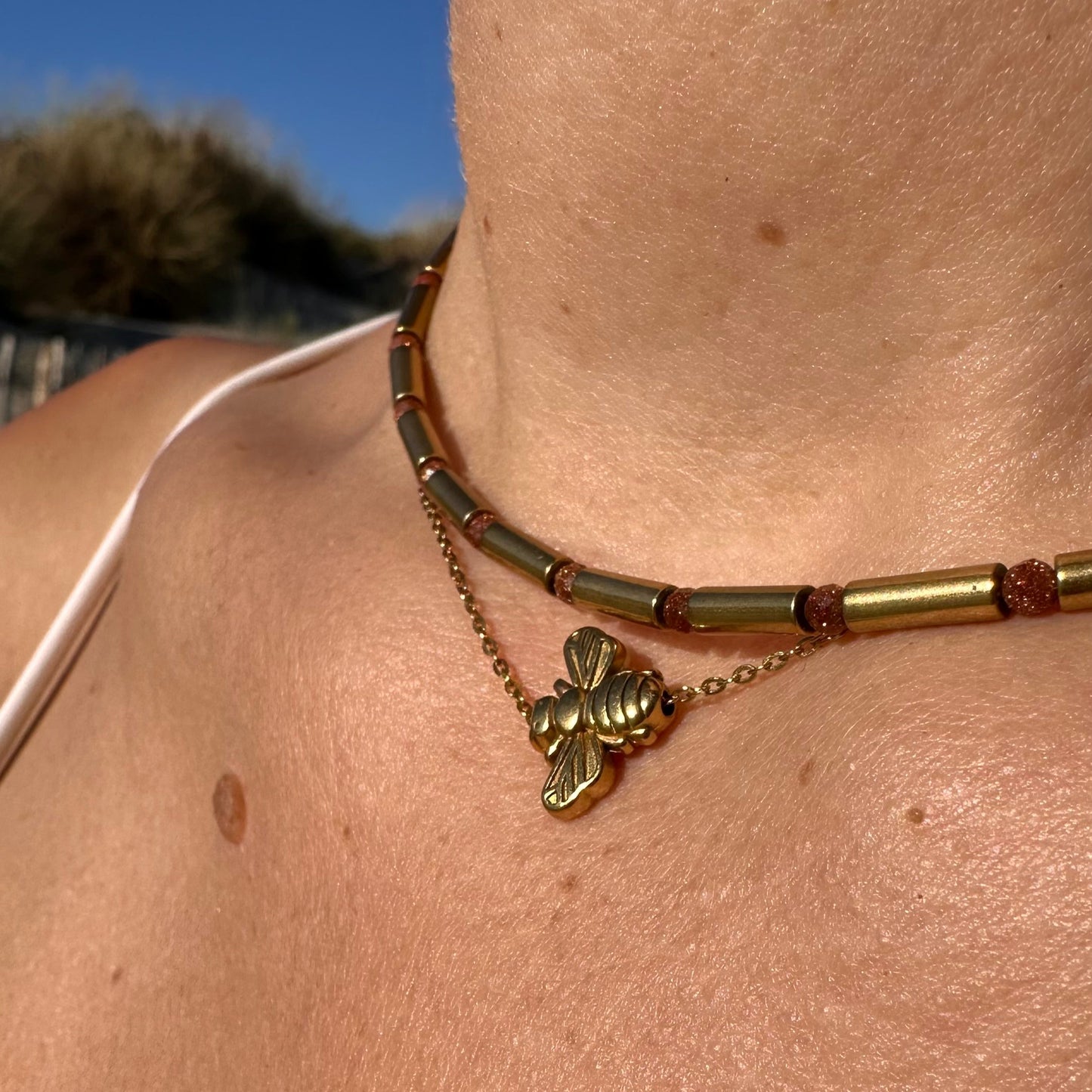 Collier perles tube