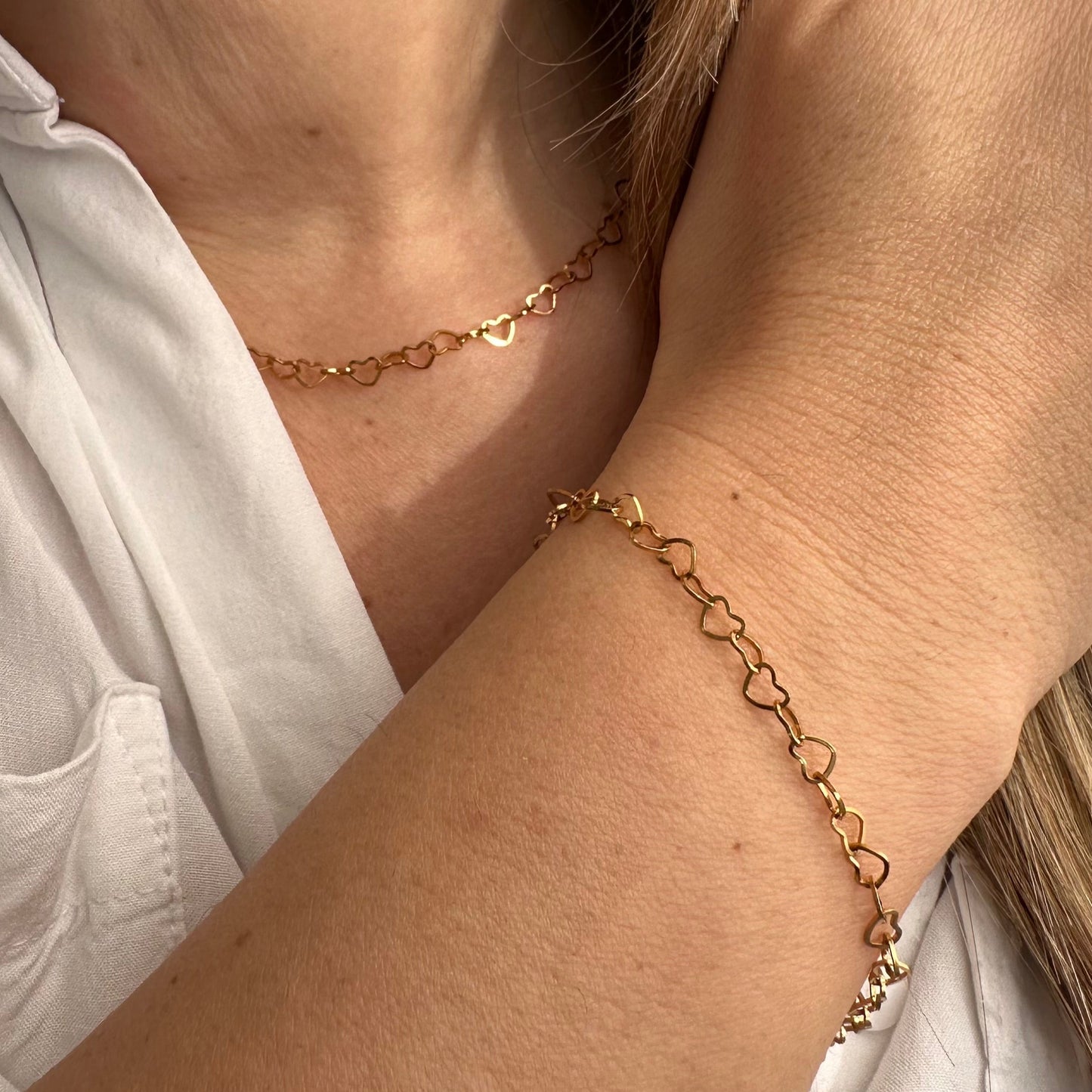 Bracelet chaine maillon coeur