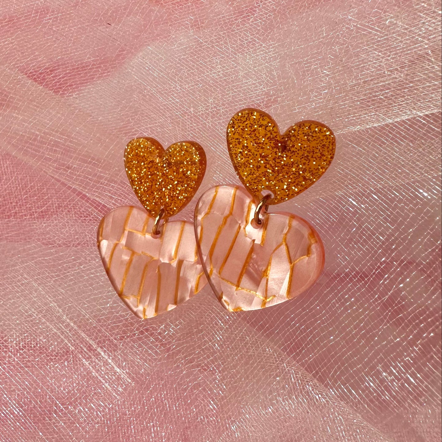 Boucles coeur paillettes
