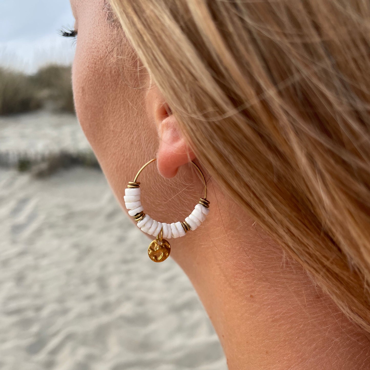 Boucles d'oreilles nacre blanche