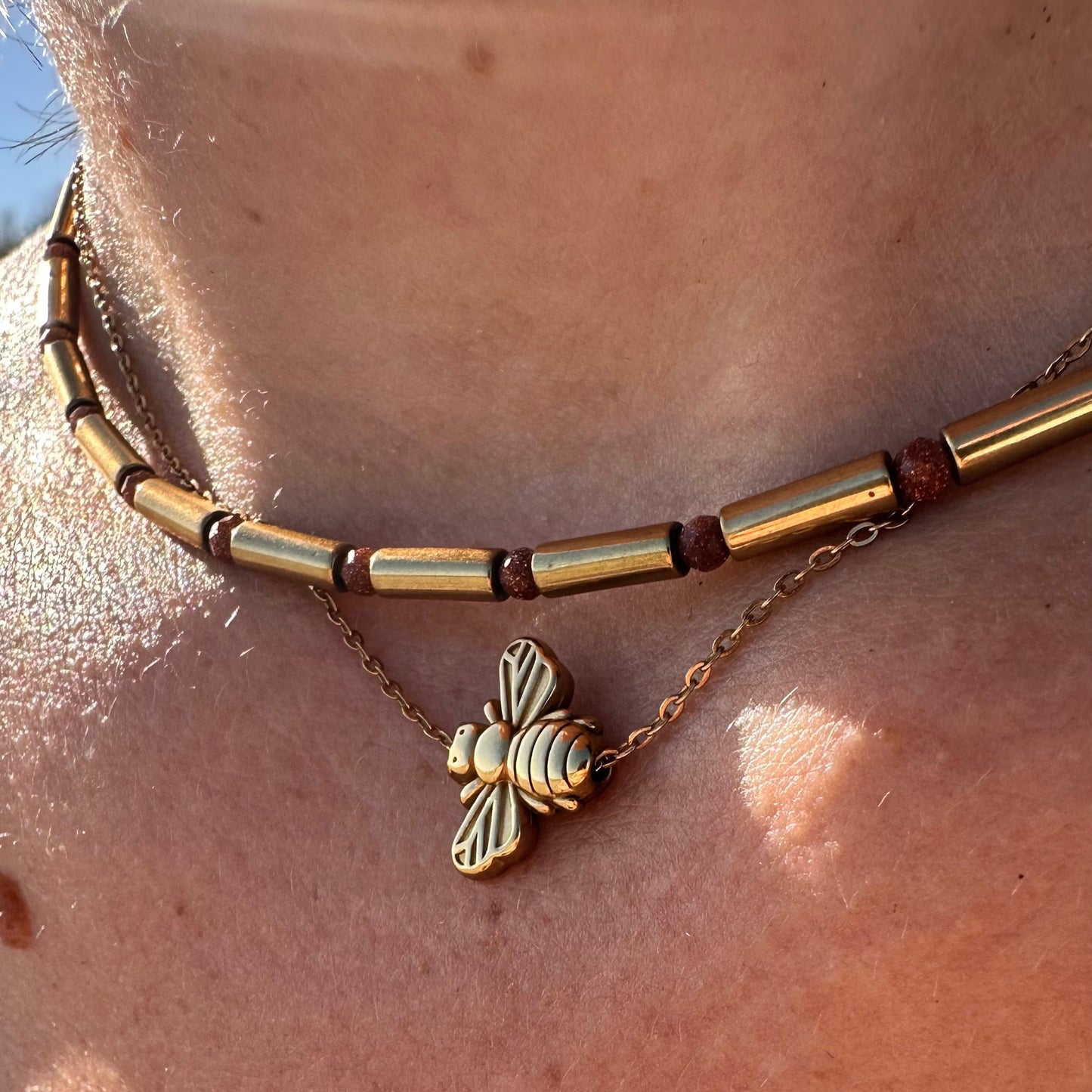 Collier perles tube