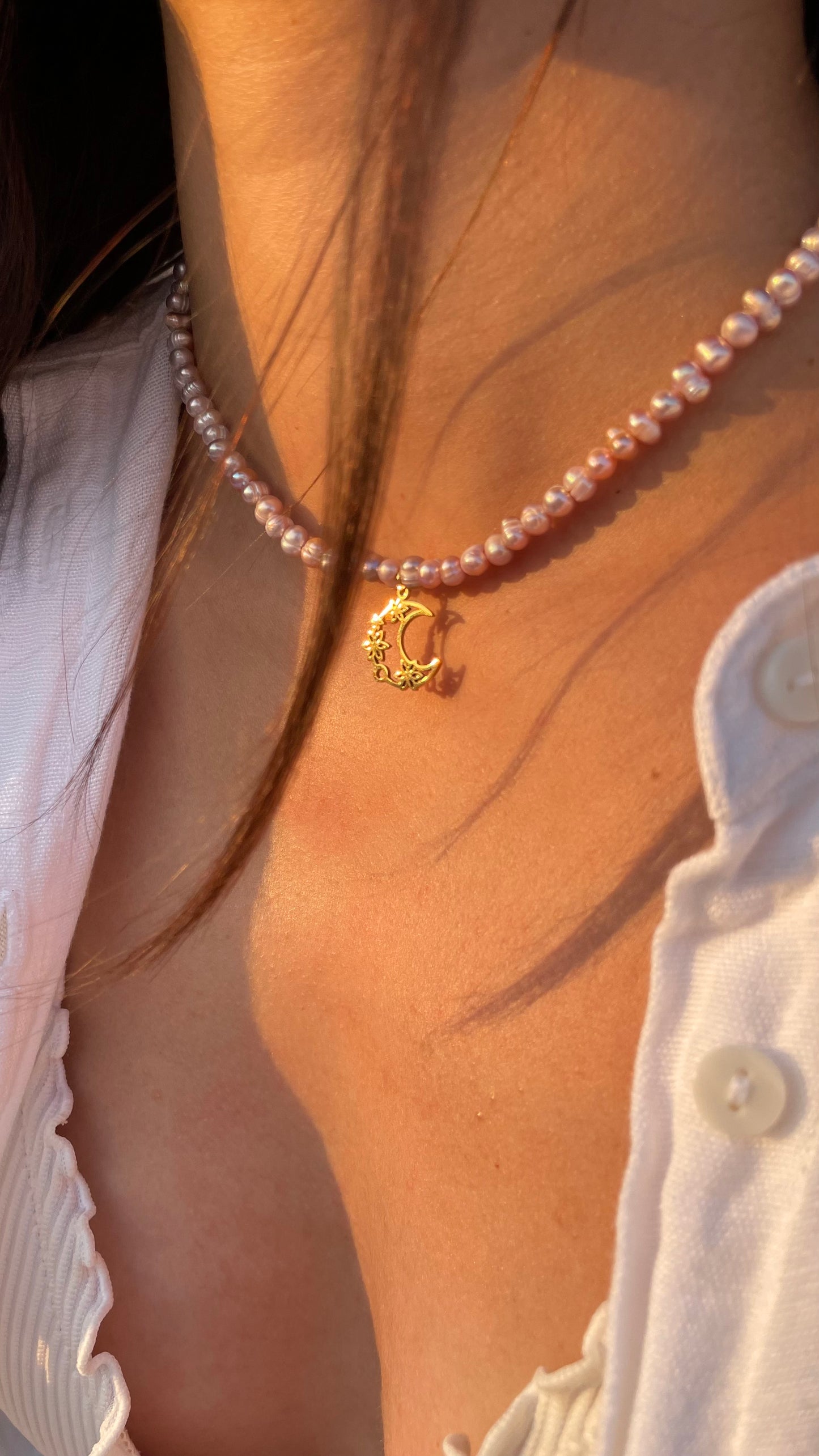 Collier perle d'eau douce Lune