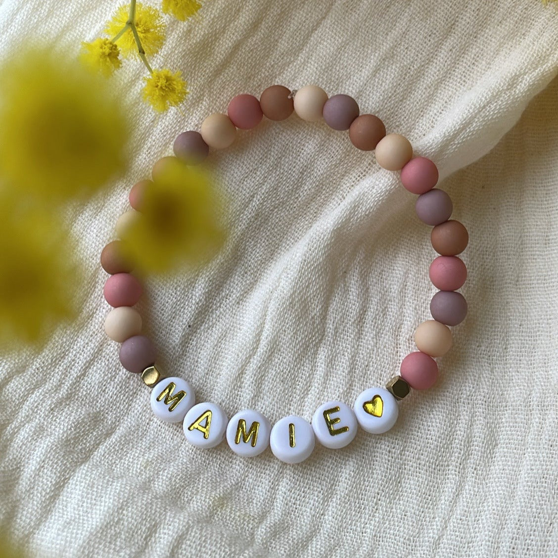 Bracelet personnalisé perle ronde mat