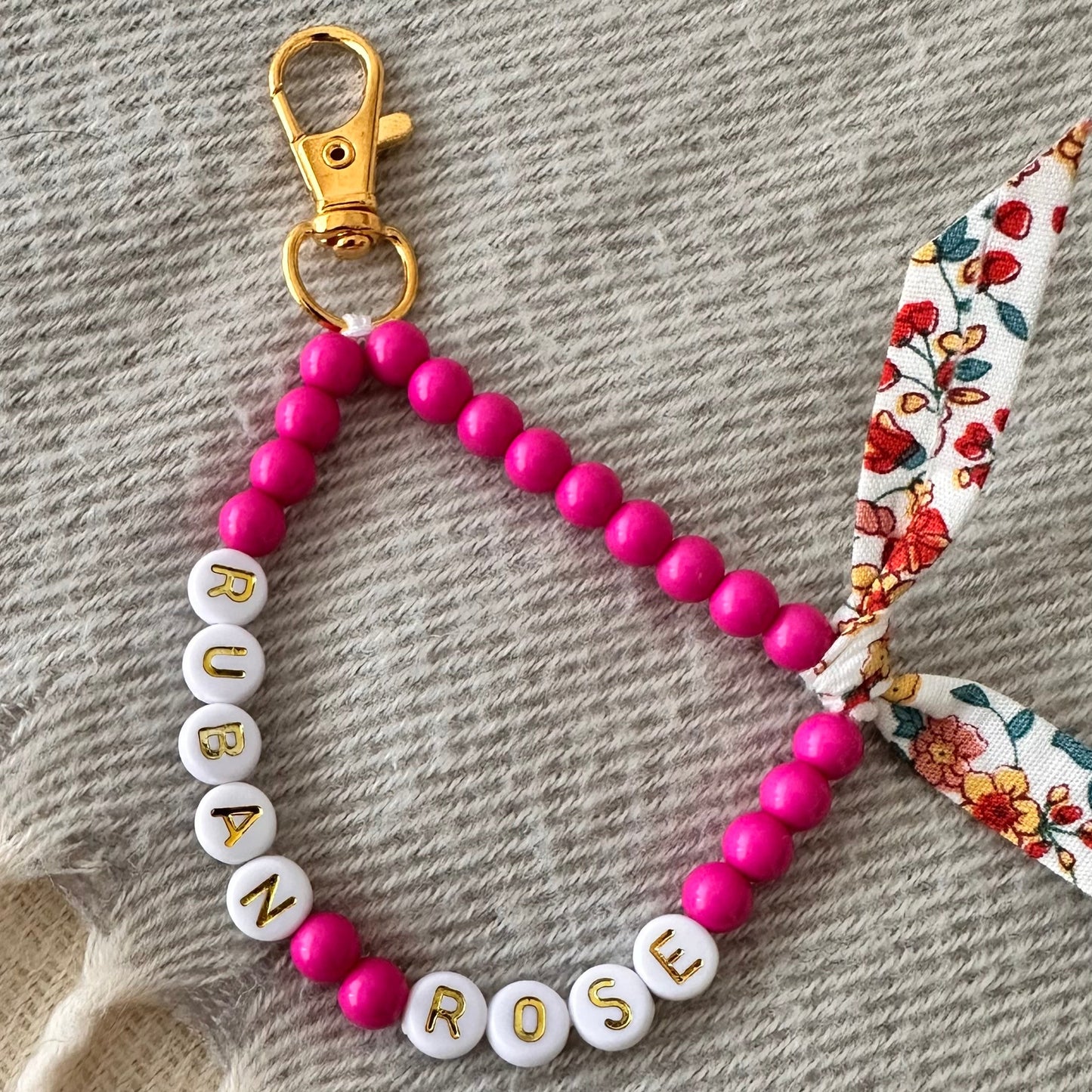 Porte-clés liberty Octobre rose