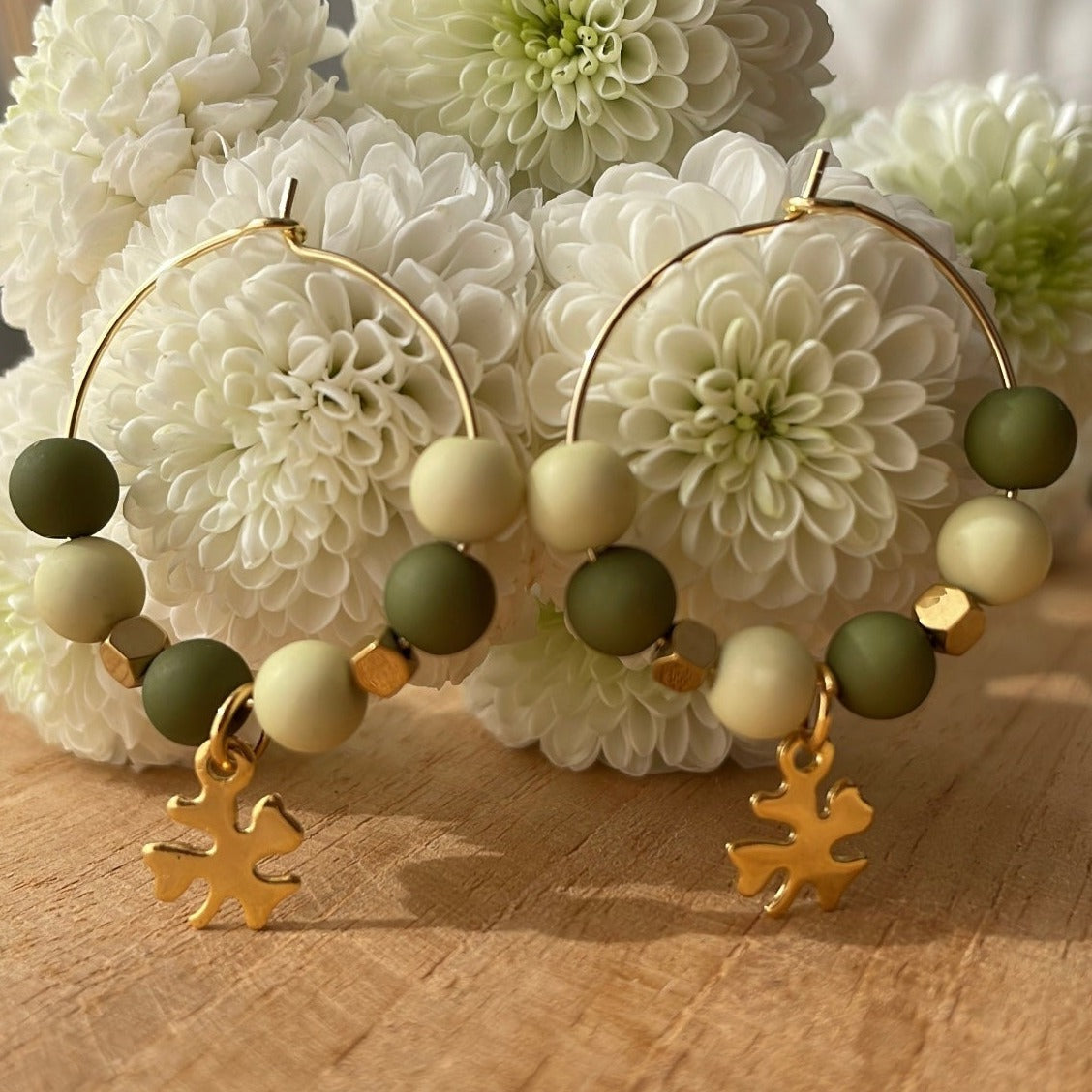 Boucles d'oreilles perles rondes mat