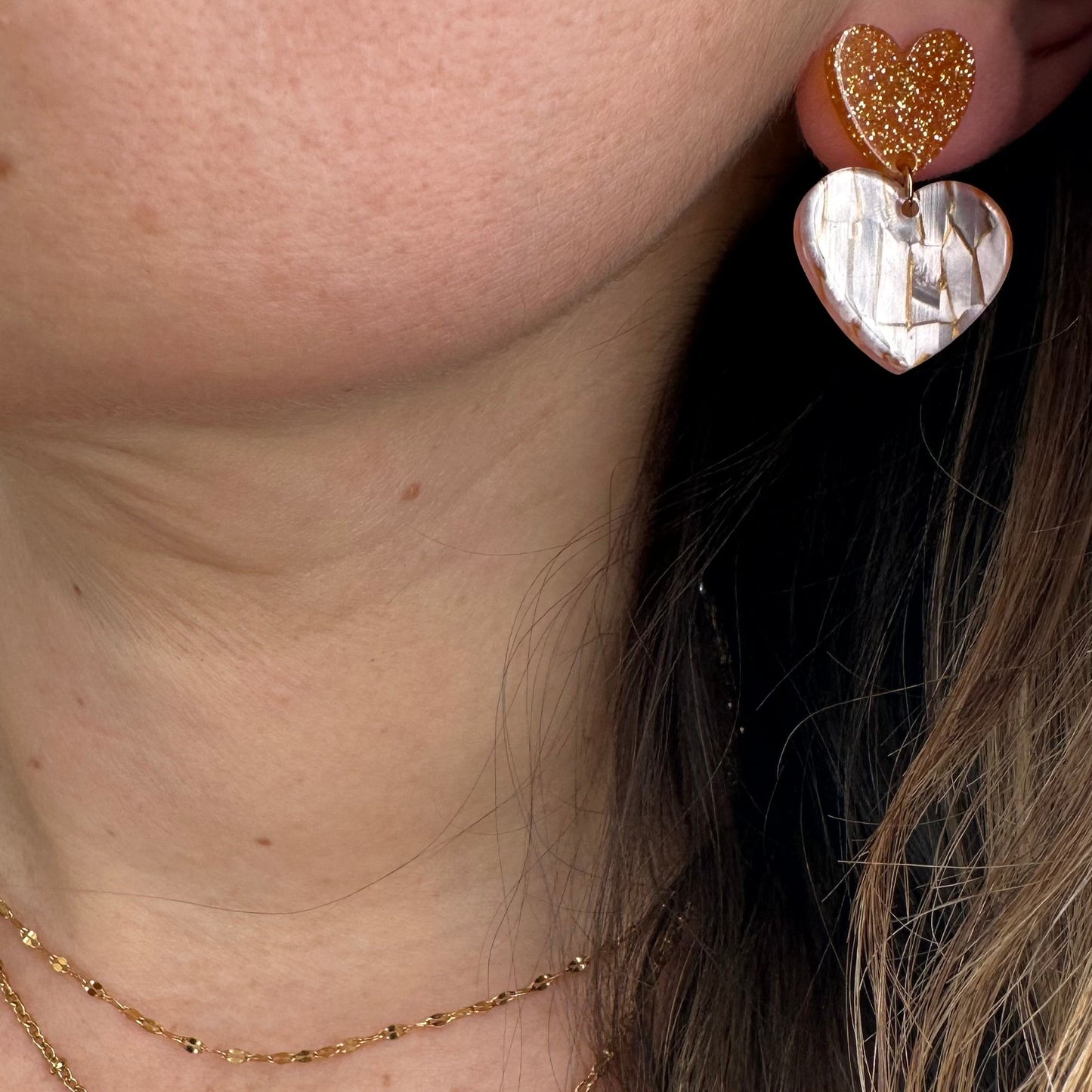 Boucles coeur paillettes