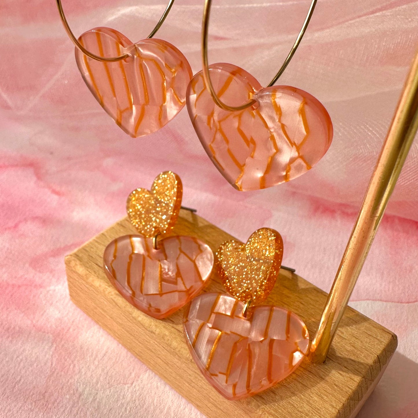 Boucles coeur paillettes