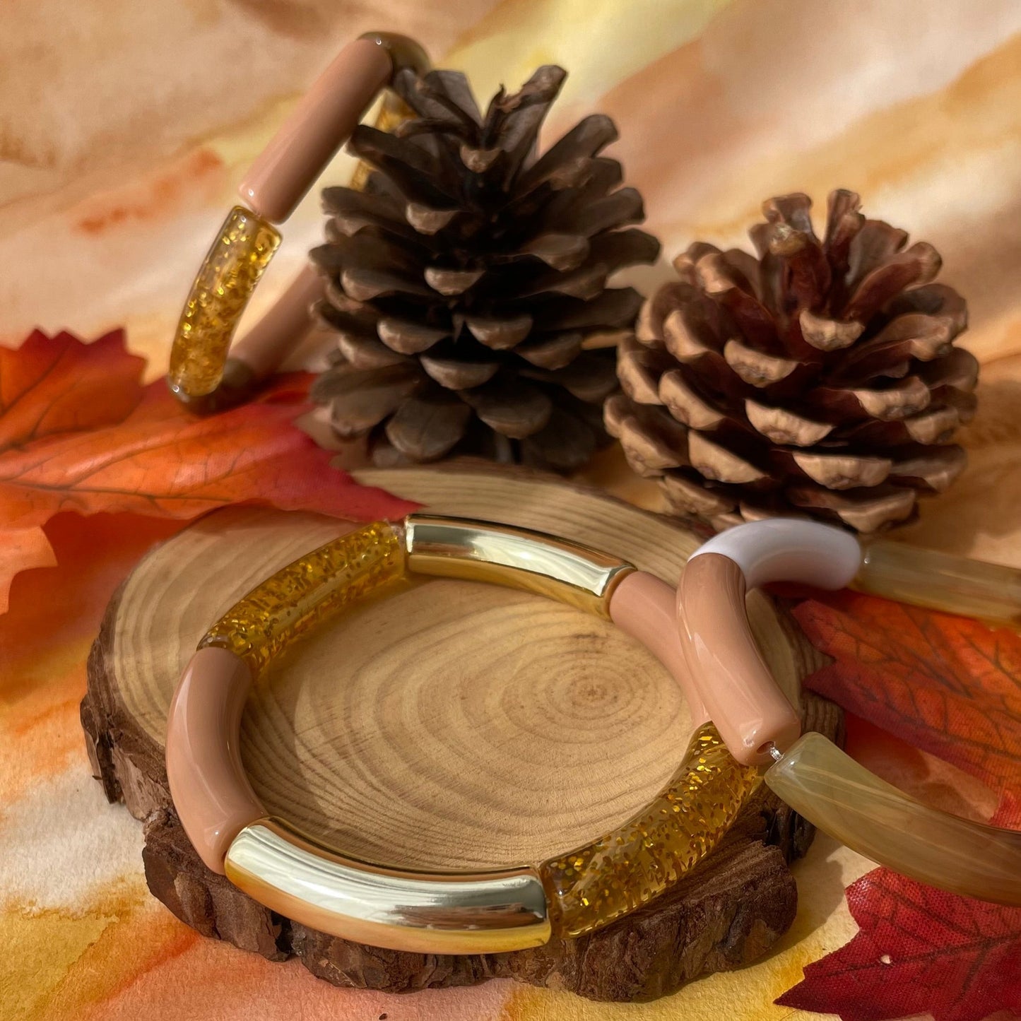 Bracelet perle nouille automne