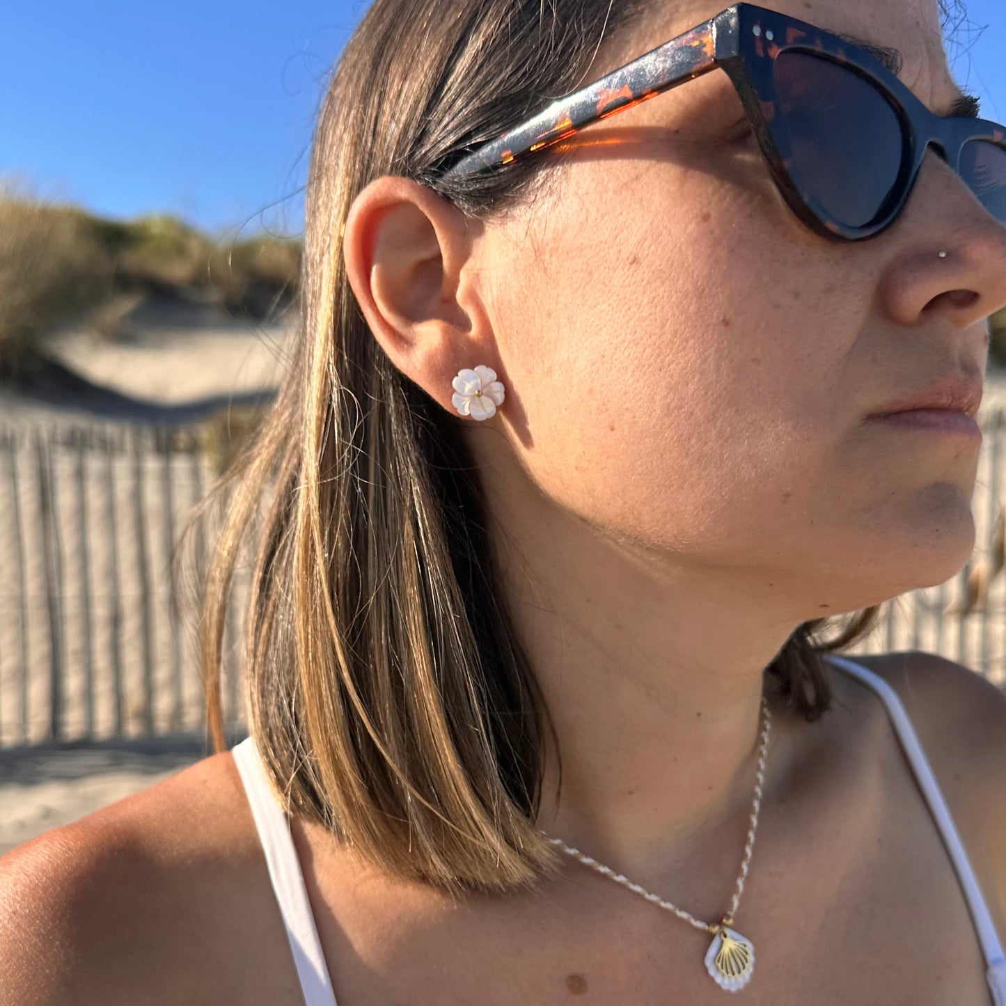 Boucles puce nacre