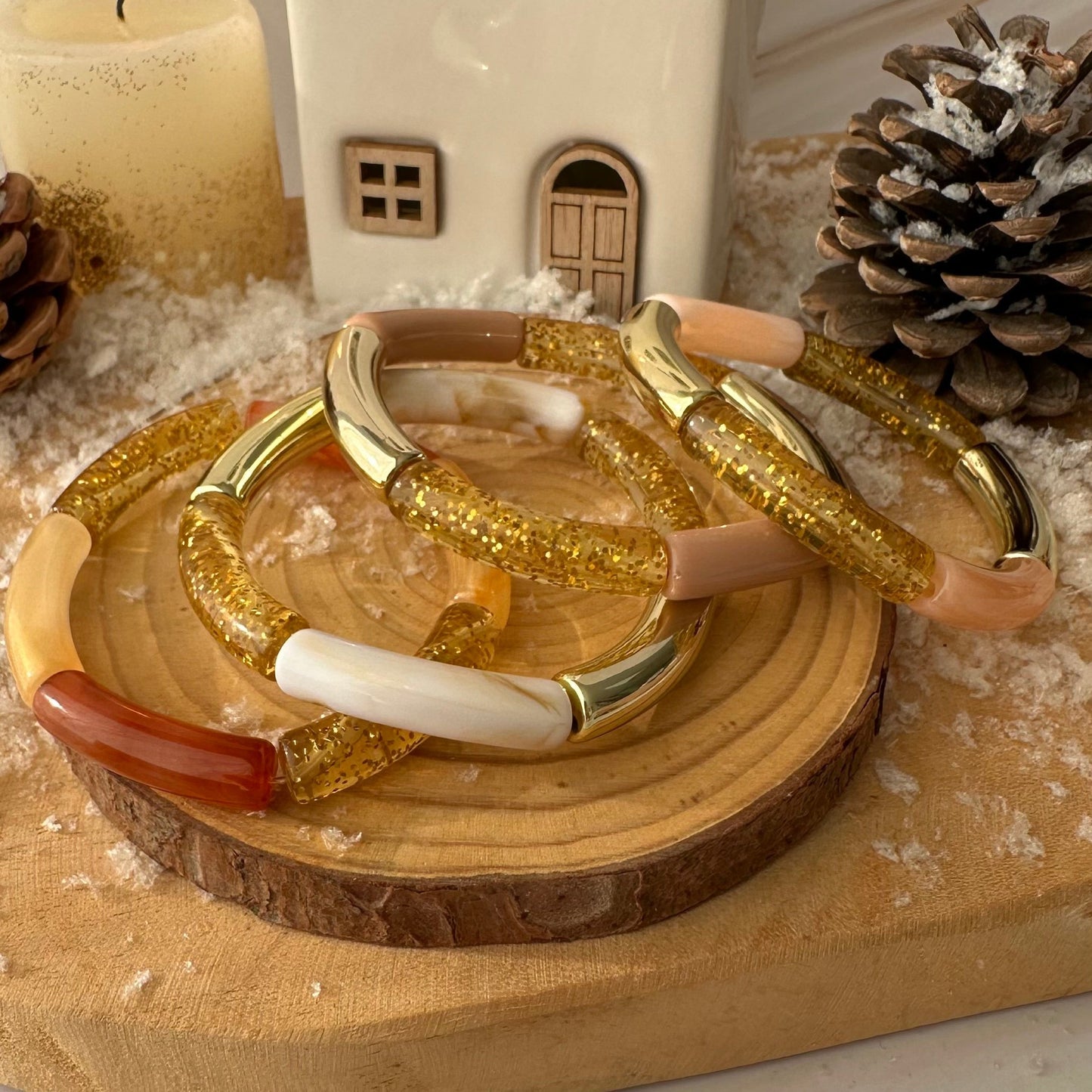 Bracelet perle nouille noel