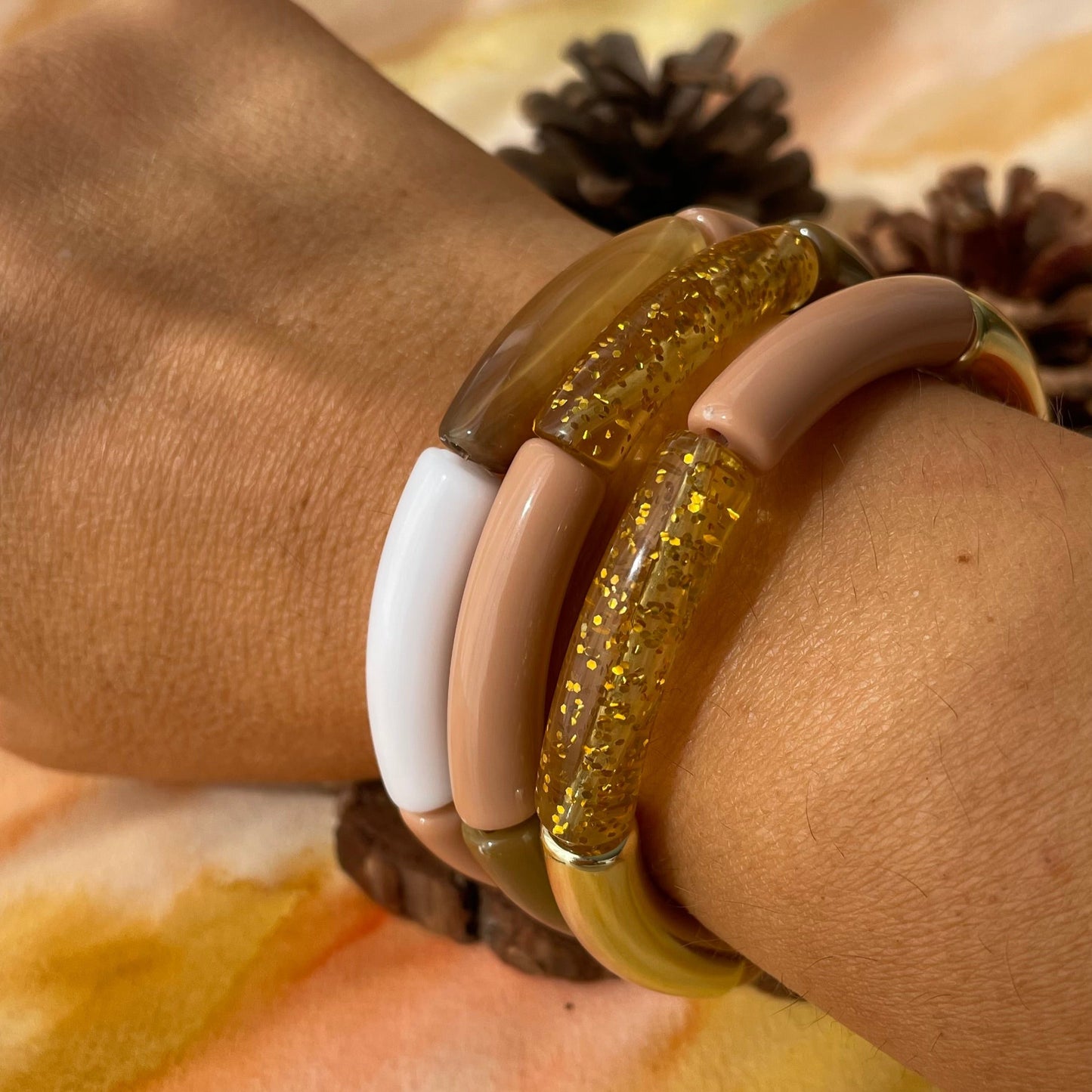Bracelet perle nouille automne