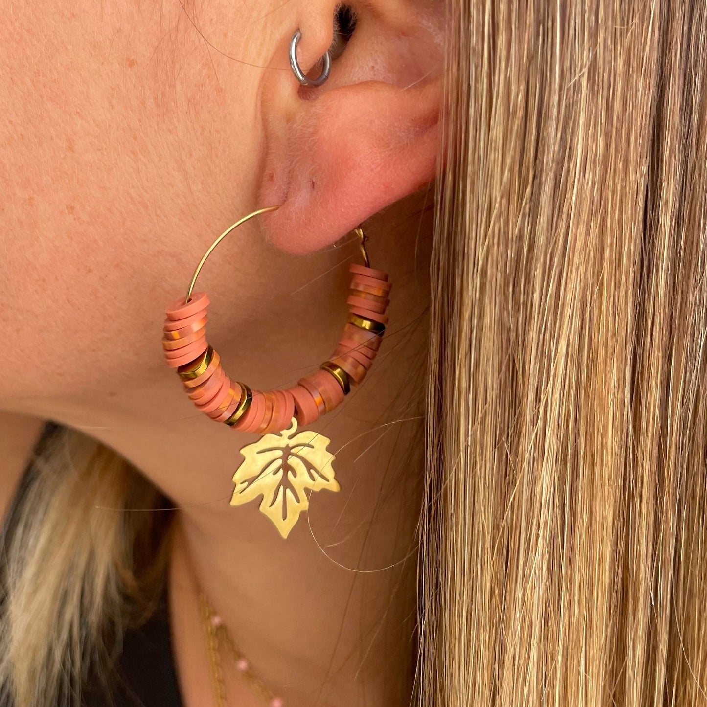 Boucles d'oreilles perles heishi Automne