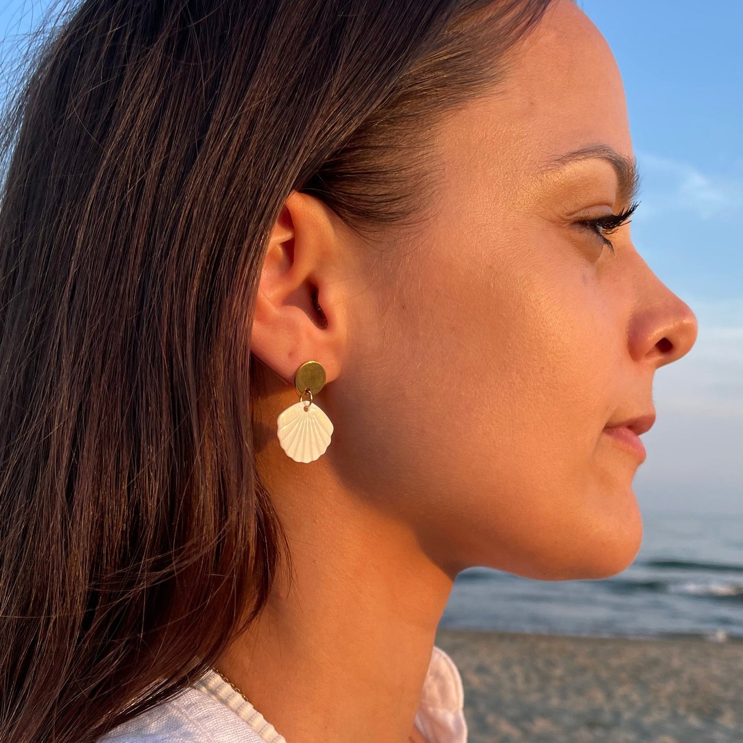 Boucles pendant nacre