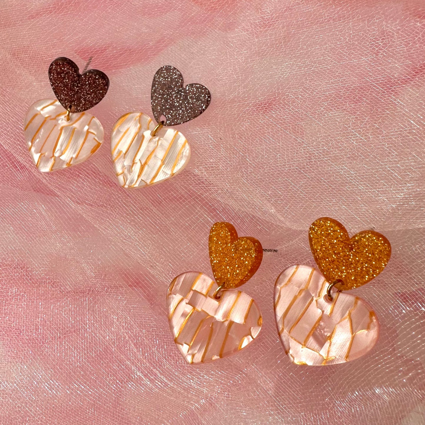 Boucles coeur paillettes