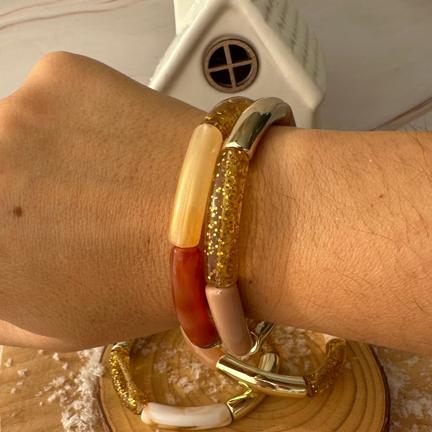 Bracelet perle nouille noel
