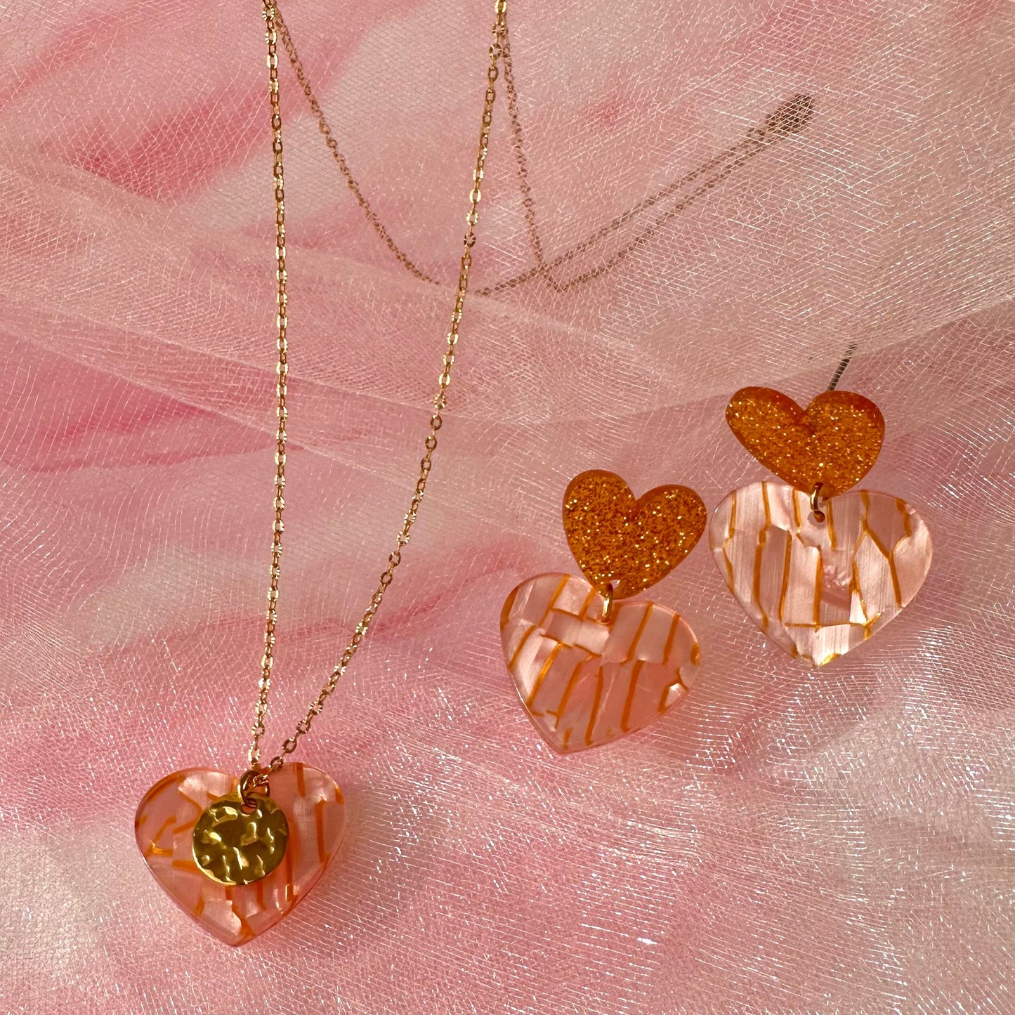 Collier coeur + médaille martelée