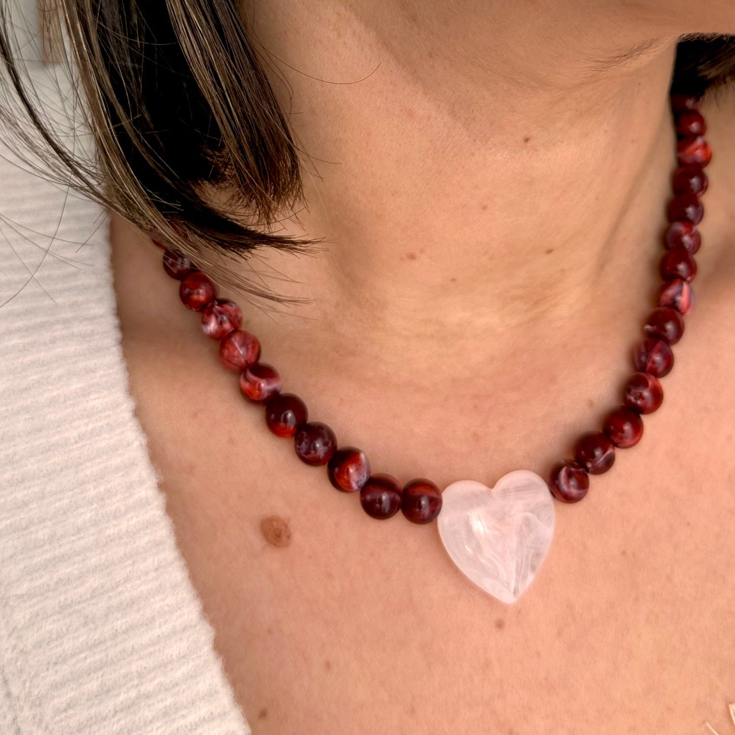 Collier perles coeur