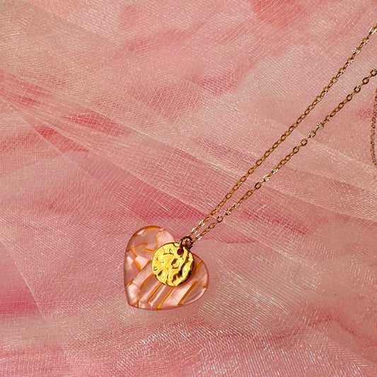 Collier coeur + médaille martelée