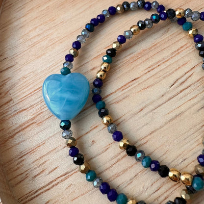 Bracelet  coeur perles cristal et doré