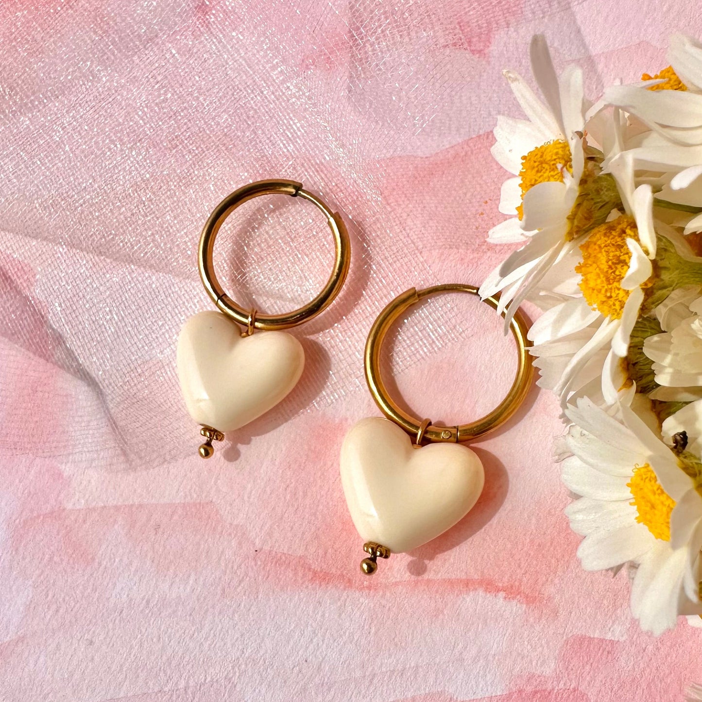 Boucles coeur acrylique