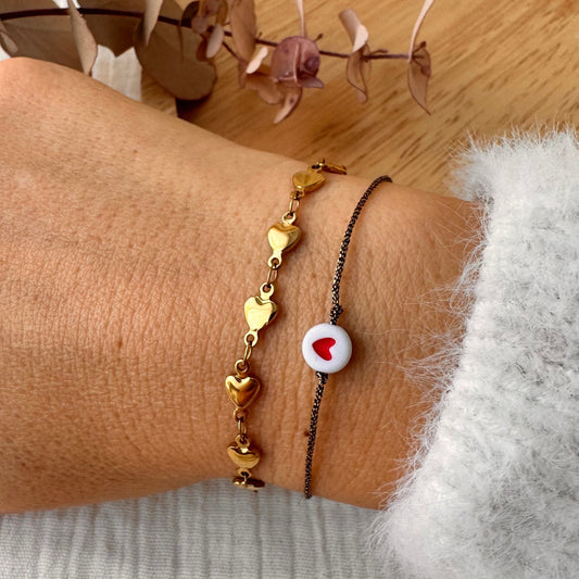 Bracelet fil métallique coeur