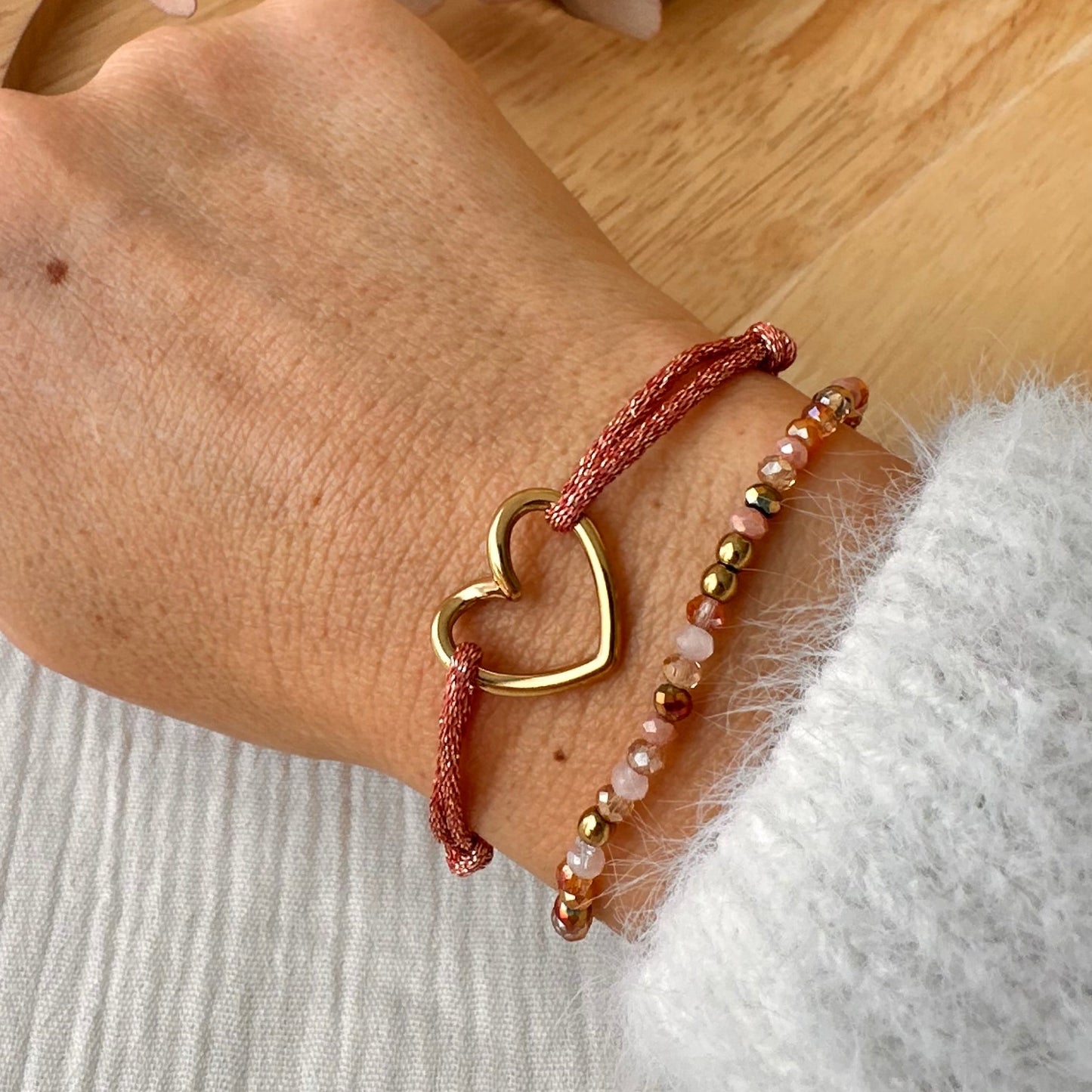 Bracelet cordon pailleté doré