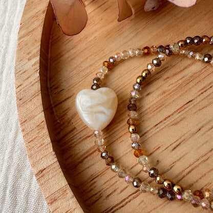 Bracelet  coeur perles cristal et doré