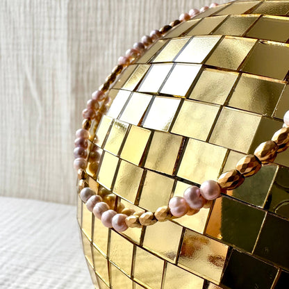 Collier perle d'eau douce rosée