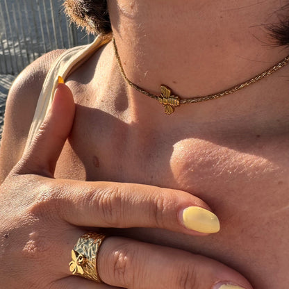 Bague large martelée
