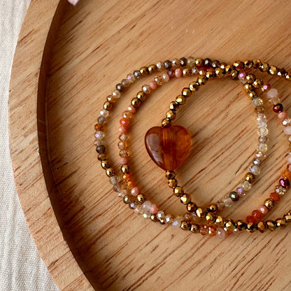 Bracelet  coeur perles cristal et doré