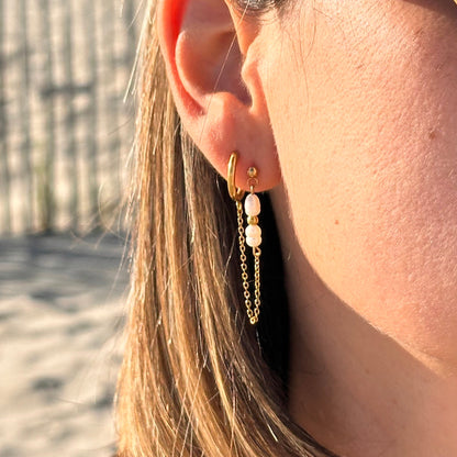Boucle chaine perle d'eau douce