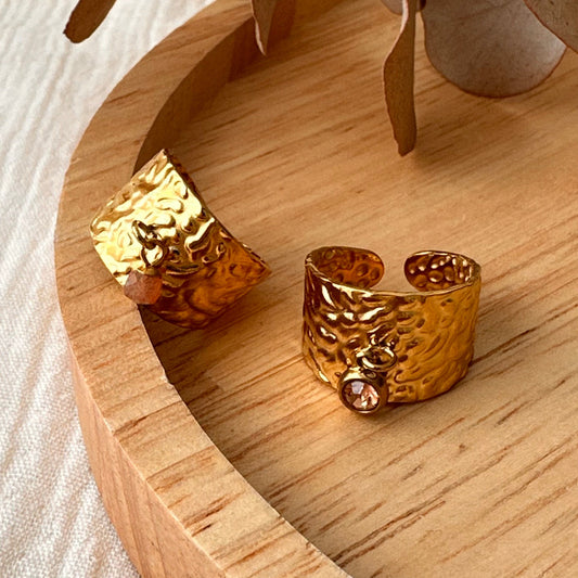 Bague large martelée