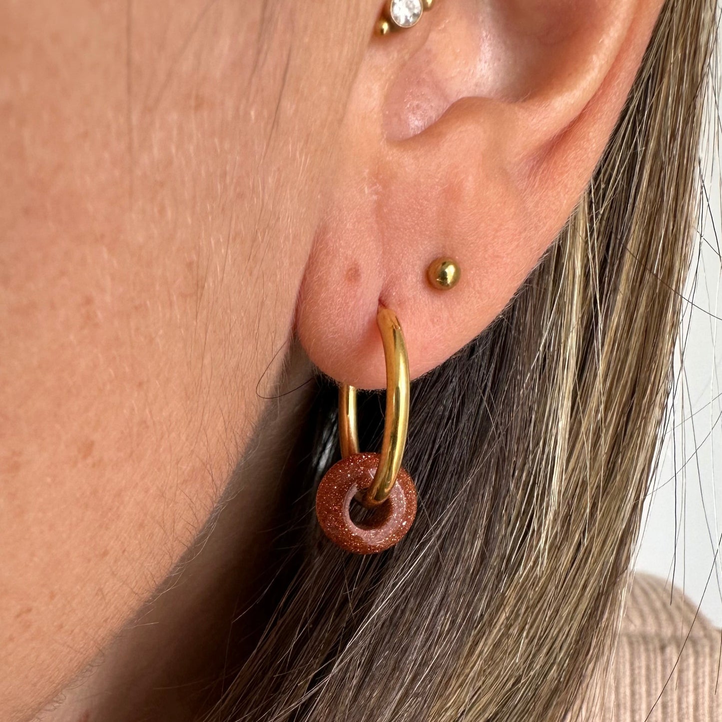 Boucles anneau perle naturelle