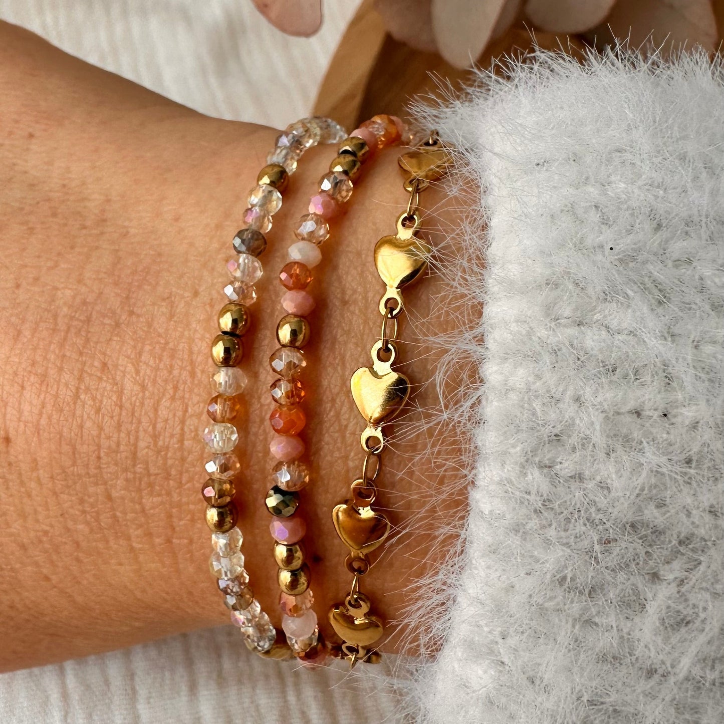 Bracelet perles cristal et doré