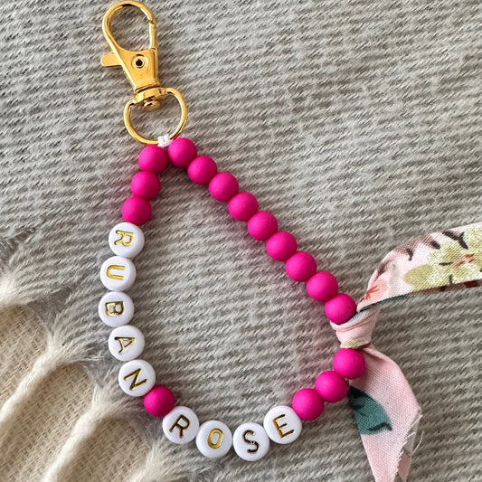 Porte-clés liberty Octobre rose