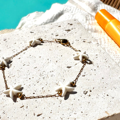 Bracelet fin étoile de mer blanche