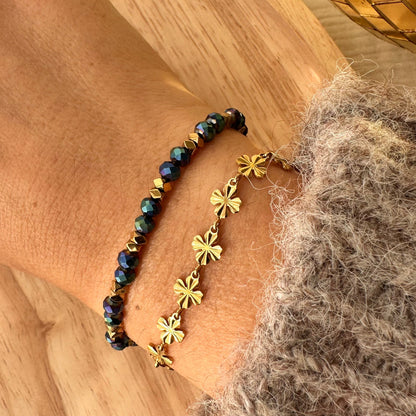 Bracelet perles cristal et doré