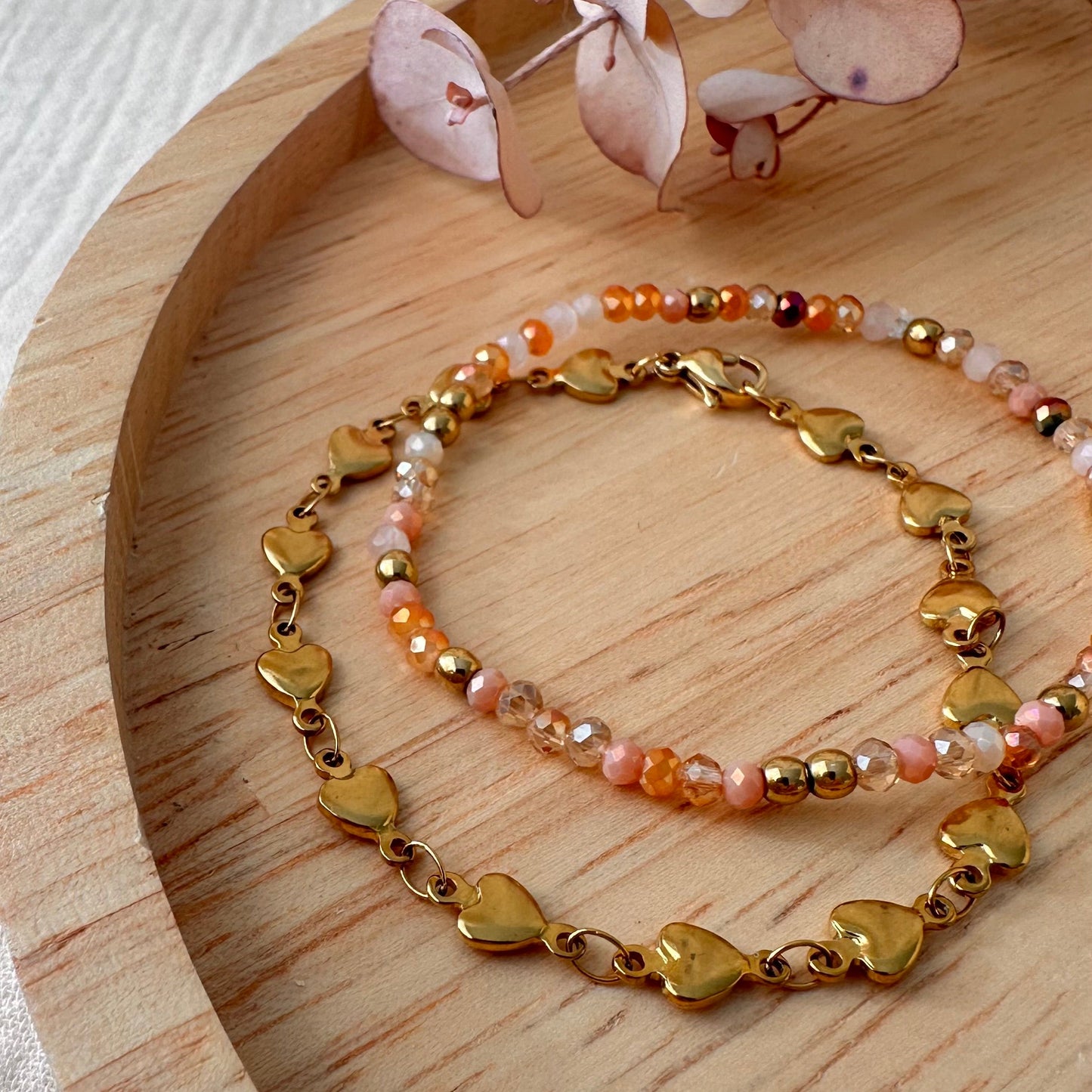 Bracelet perles cristal et doré