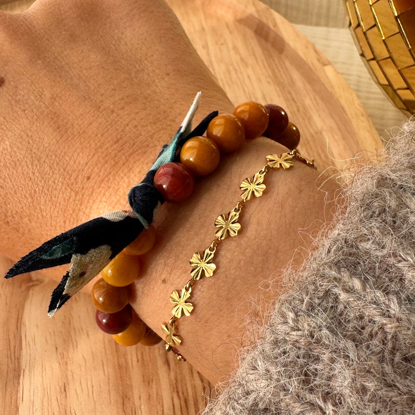 Bracelet perles et ruban liberty