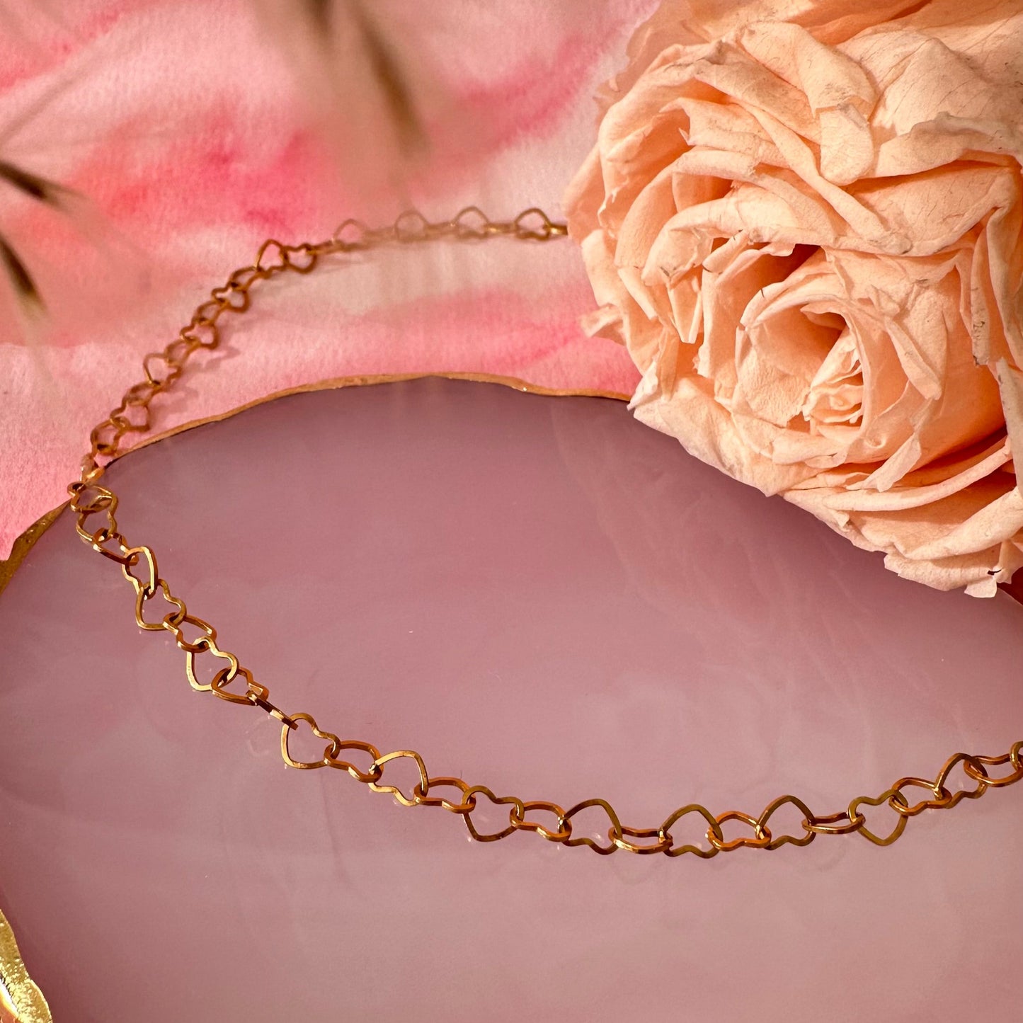 Collier chaine maillon coeur