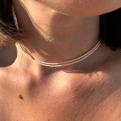 Collier double micro perles nacre