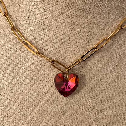 Collier coeur cristal