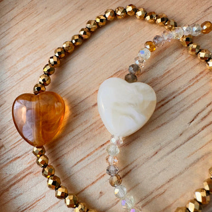 Bracelet  coeur perles cristal et doré