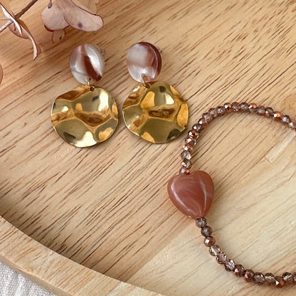 Bracelet  coeur perles cristal et doré