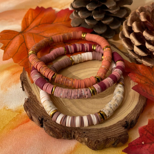 Bracelet couleur automne en perle heishi