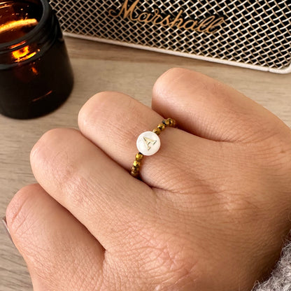 Bague perles alphabet